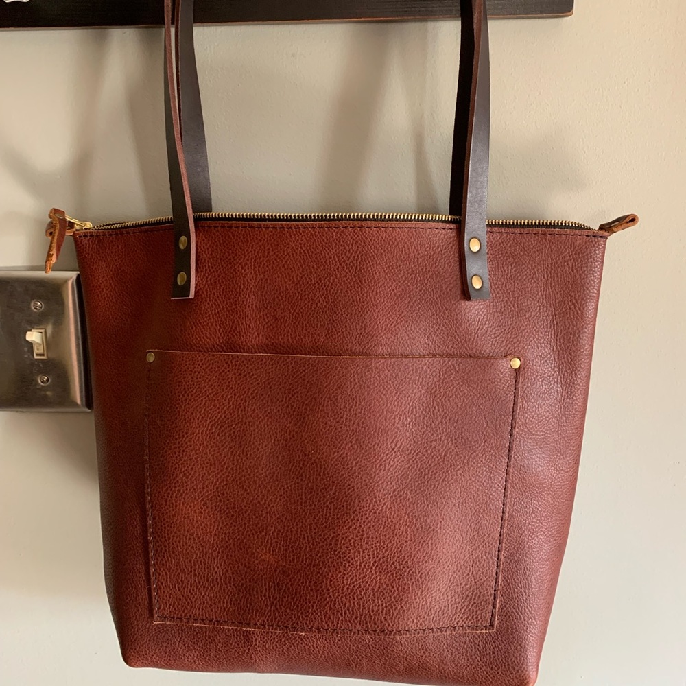 Portland Leather Goods medium nutmeg zip tote